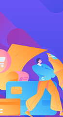 Internet financial management investment flat vector concept operation hand drawn illustration
