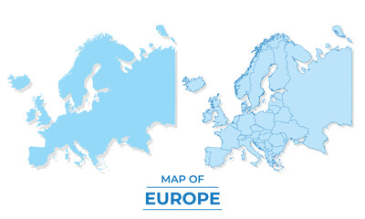 Vector europe map set simple flat and outline style illustration
