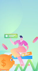 Internet financial management investment flat vector concept operation hand drawn illustration
