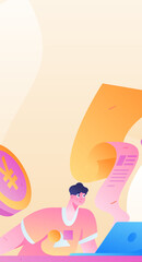 Internet financial management investment flat vector concept operation hand drawn illustration
