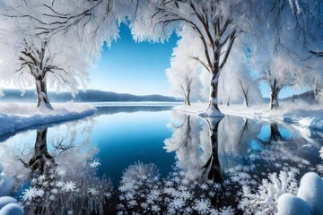 Christmas theme- frozen tree and waters mirror