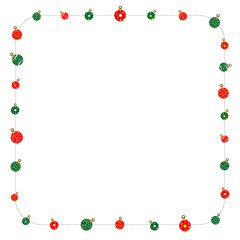 ball bell decorate Christmas New Year festival frame corner decorative card vector design