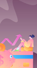 Internet financial management investment flat vector concept operation hand drawn illustration
