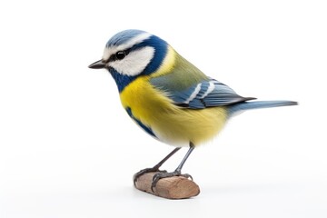 Blue Tit bird isolated on white background - obrazy, fototapety, plakaty