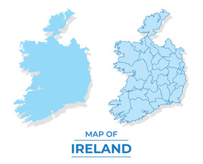 Obraz premium Vector Ireland map set simple flat and outline style illustration