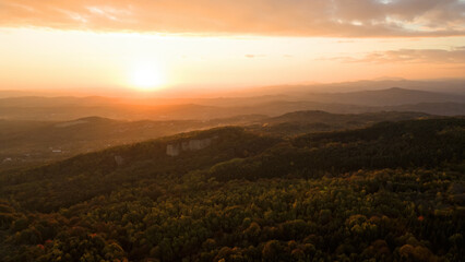 Sun setting over the Carpathians. Done shot