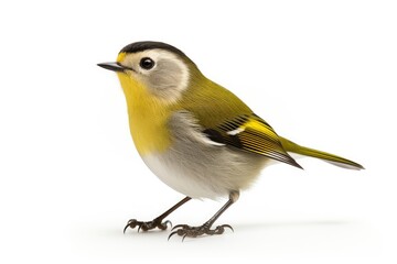 Fototapeta premium Goldcrest bird isolated on white background