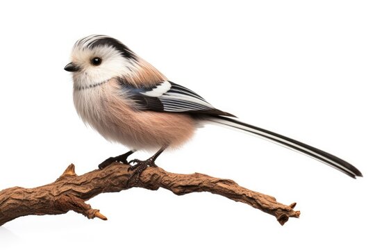 Long-tailed Tit bird isolated on white background