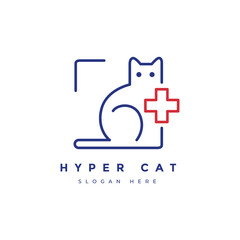 cute cat mammal pet funny animal concept minimalist logo design vector graphic