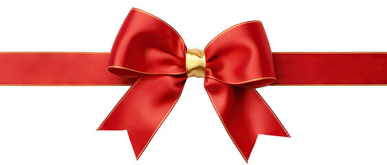 Red-golden ribbon and bow, cut out