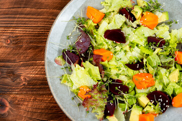 Autumn salad with pumpkin and beets.