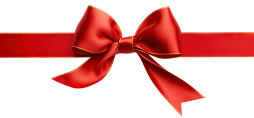 Red-golden ribbon and bow, cut out