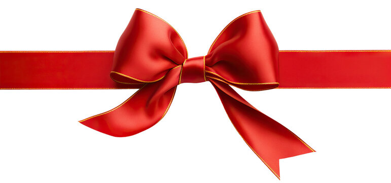 Red-golden ribbon and bow, cut out