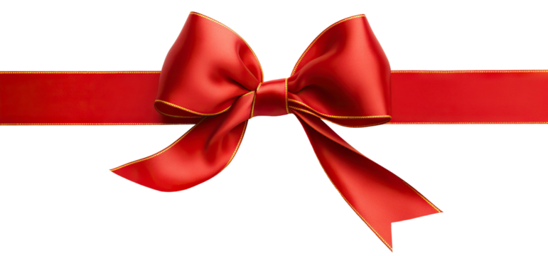 Red-golden ribbon and bow, cut out
