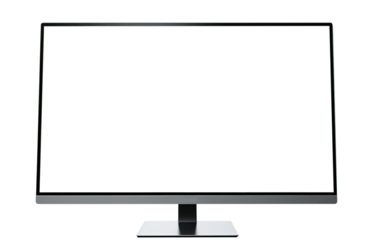 TV screen monitor is empty. Isolated object transparent background.