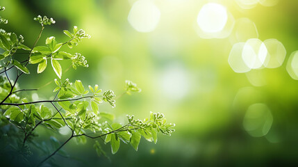 Fototapeta na wymiar spring green background with twig framing 