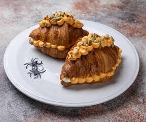 Delicious croissant on a plate