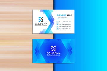 Blue Geometric Graphic Design Business Card