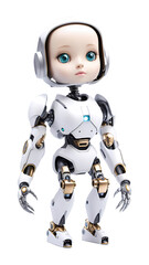 Humanoid robot, white shape with isolated white background.