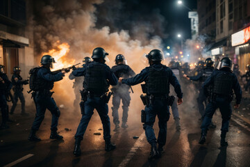 Police use smoke bombs during riots and protests on the streets of the city.
