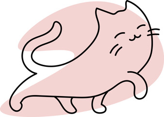 Cat stretching body illustration