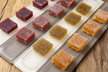 Colorful marmalade on the table