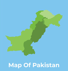 Pakistan vector map in greenscale with regions