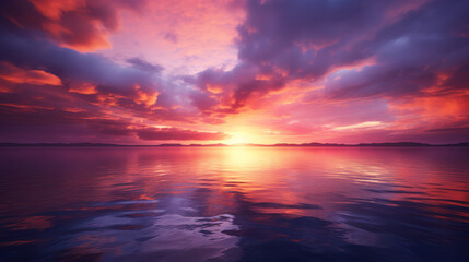 Naklejka na ściany i meble a vibrant sunset with streaks of orange and pink and purple