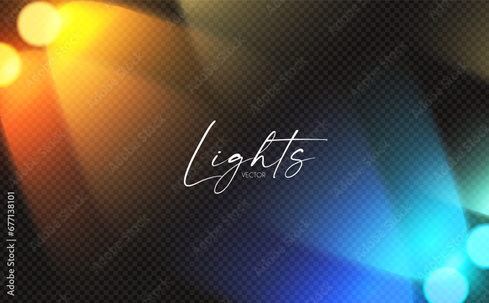 Poster rainbow spotlight effect with bokeh. show lights.