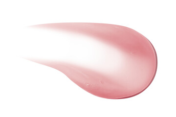 Smear of pink cream, balm, conditioner with banana, egg or chamomile on an empty background....