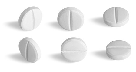 set of white isolated pills. different variants