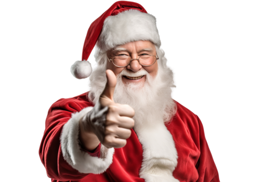 A senior Santa, a handsome and joyful man, is prepared to bring joy to others and is content with the outcome. Isolated on transparent background PNG.