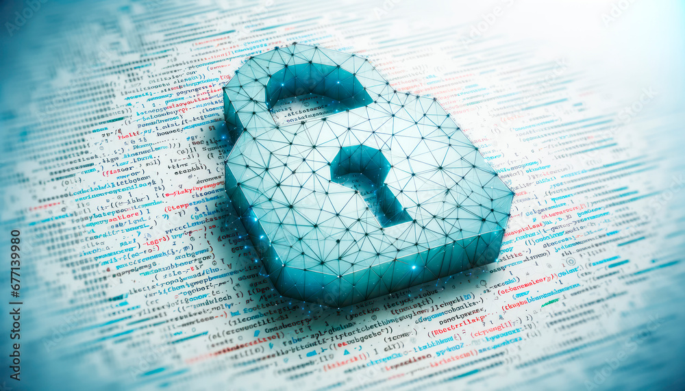 Aufkleber protection of information and data concept. generative ai