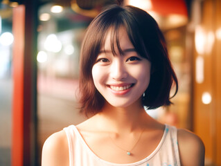 笑顔がかわいい若い女性