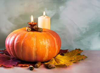 Naklejka na ściany i meble autumn still life with pumpkin