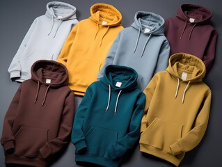 Coloured hooded sweatshirt mockup in front, AI Generative