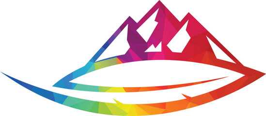 Mountain Feather Vector Logo Design.