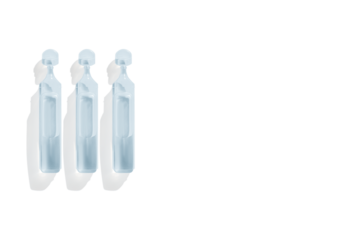 Plastic pharmaceutical ampoules with physiological fluid. Sodium chloride. Or drops. Medicine. on isolated transparent background