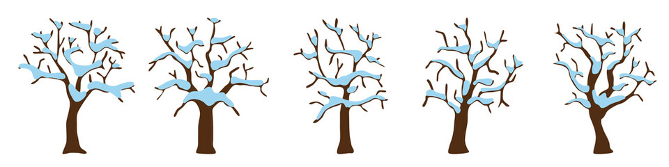 Painted winter trees, vector design