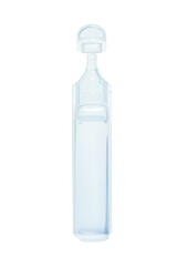 Plastic pharmaceutical ampoule with physiological fluid. Sodium chloride. Or drops. Medicine. on isolated transparent background