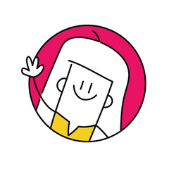 Stick figure, woman waving hand