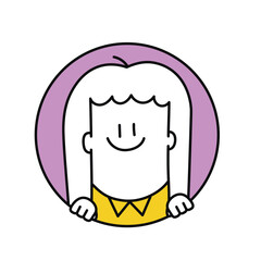 Stick figures, portrait of happy young woman