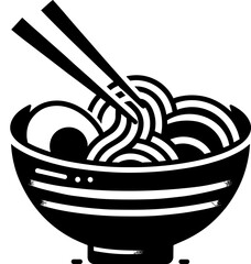 Ramen Noodle Bowl Icon Illustration with Chopsticks