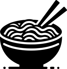 Ramen Noodle Bowl Icon Illustration with Chopsticks