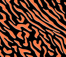 Full seamless tiger and zebra stripes animal skin pattern. Orange black texture for textile fabric print. Suitable for fashion use.