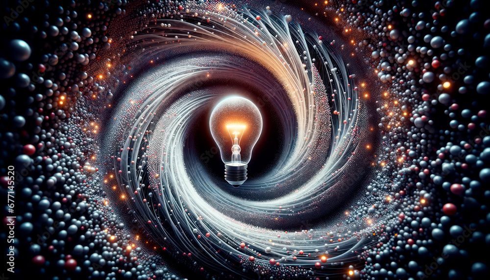 Aufkleber Creative idea concept with lightbulb in space. Generative AI