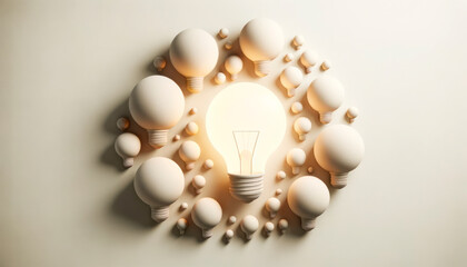 Idea concept with light bulb on white background. Generative AI