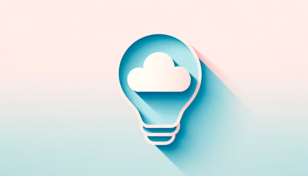 Light bulb with cloud icon. Cloud computing concept. Generative AI