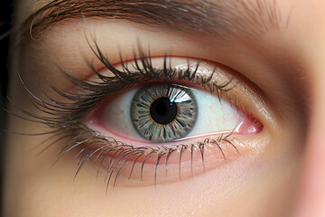 close up of eye with natural lashes macro view