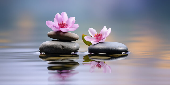 pyramid or tower of stones on the river bank, zen, harmony, chedo, water, rocks, lake, spa, relaxation, nature, tranquility, beauty, balance, landscape, minerals, shape, structure, religious, flower